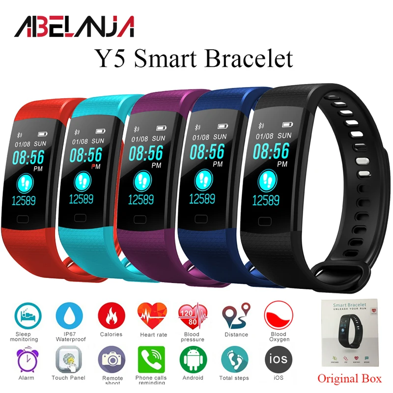 

Y5 Smart Band Bracelet intelligent Heart Rate Pulse Blood Pressure Blood Oxygen Intelligent Bracelet Wristband Activity Tracker