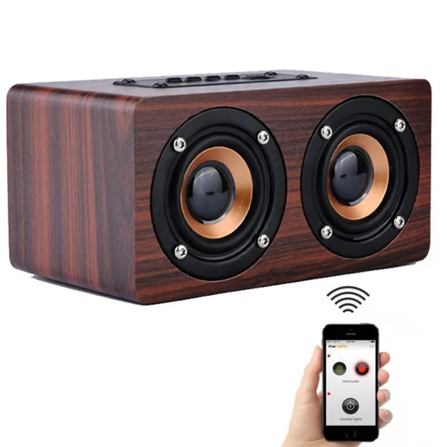 Retro Wooden Bluetooth Speaker HIFI Wireless Speaker 3D Dual Loudspeakers Surround Mini Portable