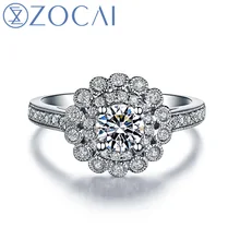 ZOCAI Кольцо с натуральным бриллиантом 0,32 ct сертифицированный бриллиант 18 K кольцо из белого золота кластер алмазное обручальное кольцо W05978