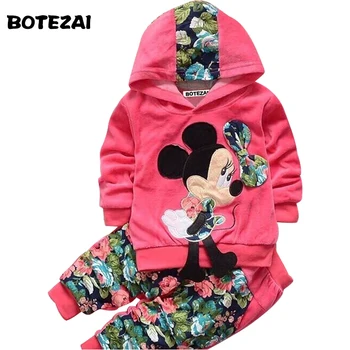 

Toddler Girl Clothing Velvet Suits 2017 Spring Baby Girls Clothes Set Long Sleeve Hoodies+Flower Pants Kids Clothes Children