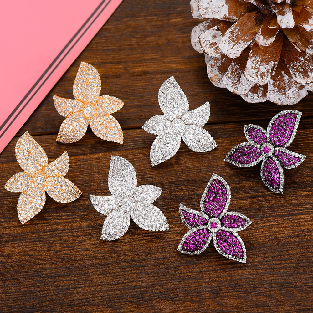 

GODKI New Luxury Spring Collection Flower Stud Earrings for women Wedding Cubic Zircon CZ Dubai Bridal Earring Bohemian Hot 2019