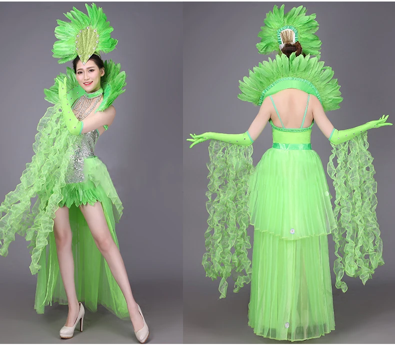 Новая модная женская одежда для танца живота ночной танец сексуальный Самба Рио Карнавальный Костюм для танца живота с перьями