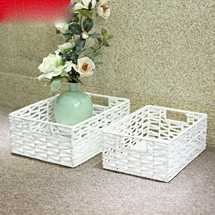 

Creative paper rope woven storage box fresh storage basket books snacks debris clothes storage basket