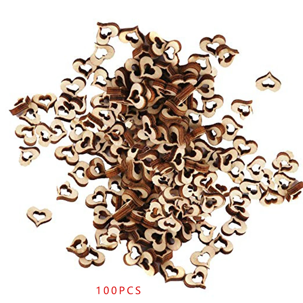 

2019 Hot 100pcs Heart Shape Wooden Chip Wedding Photo Shooting Prop Decorations Eco-friendly Ornament