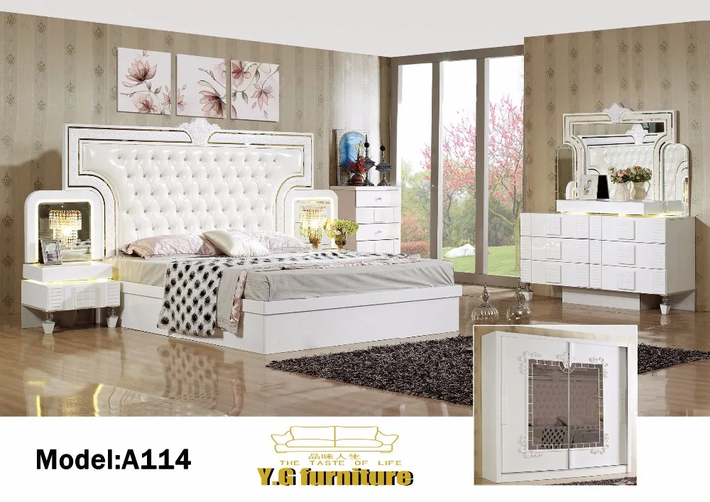 Muebles دي ماديرا 2018 شحن مجاني! كبار الموضة الحديثة سرير غرفة نوم مجموعة الأثاث جيد قوليتي ترويج رخيصة الثمن