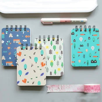 

New 80 Pages Mini Wire-O Binding Notebooks Pocket Journal Kids Memo Book for Diary Soft Cartoon Cover