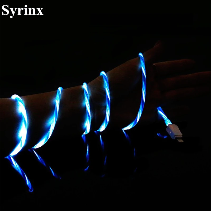 

USB Type C Charging Cable LED Glow Flowing Luminous Micro Usb Data Cable Line for Samsung S9 S7 S6 Car Iphone Charger Cable