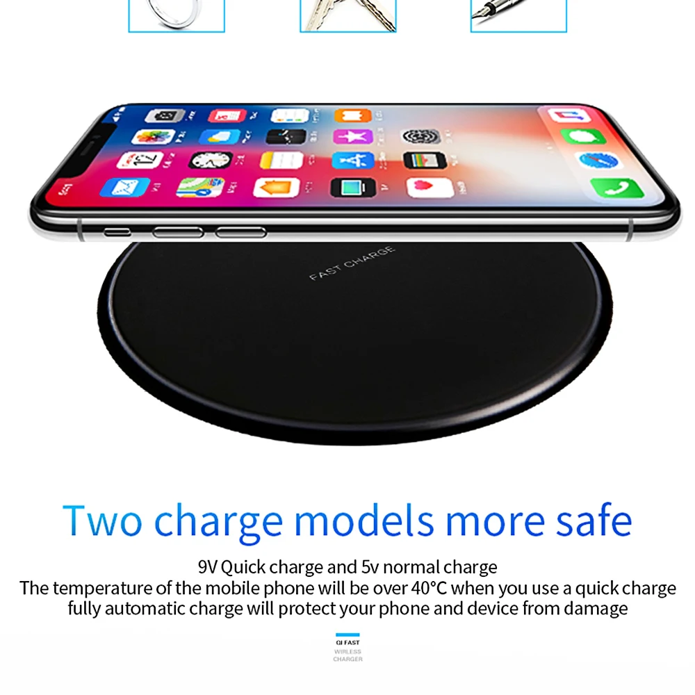 KUNFINE 10W Qi Wireless Charger for iPhone X8 Visible Fast Wireless Charging pad for Samsung S9S9+ S8 Note 9 9+ 8 Xiaomi Huawei 5 Colors  (7)