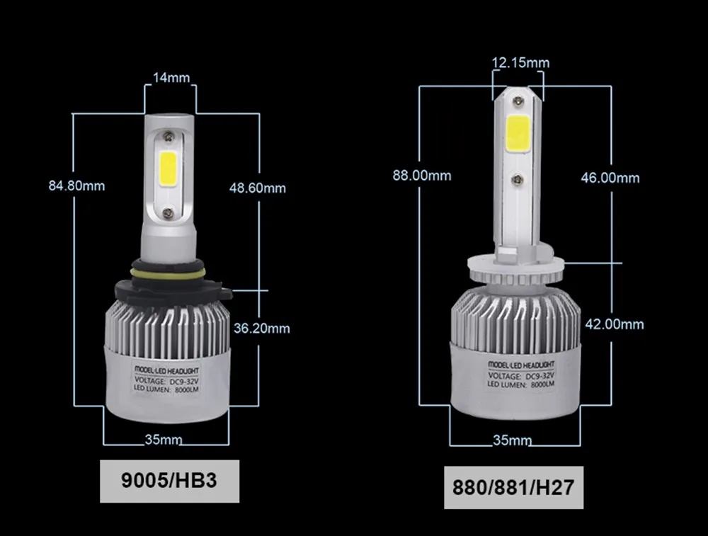 YHKOMS H4 светодиодный лампы H7 H1 H3 H8 H9 H11 H13 9005 HB3 9006 HB4 880 881 H27 9004 9007 авто фары 8000LM УДАРА автомобиль свет светодиодный светильник