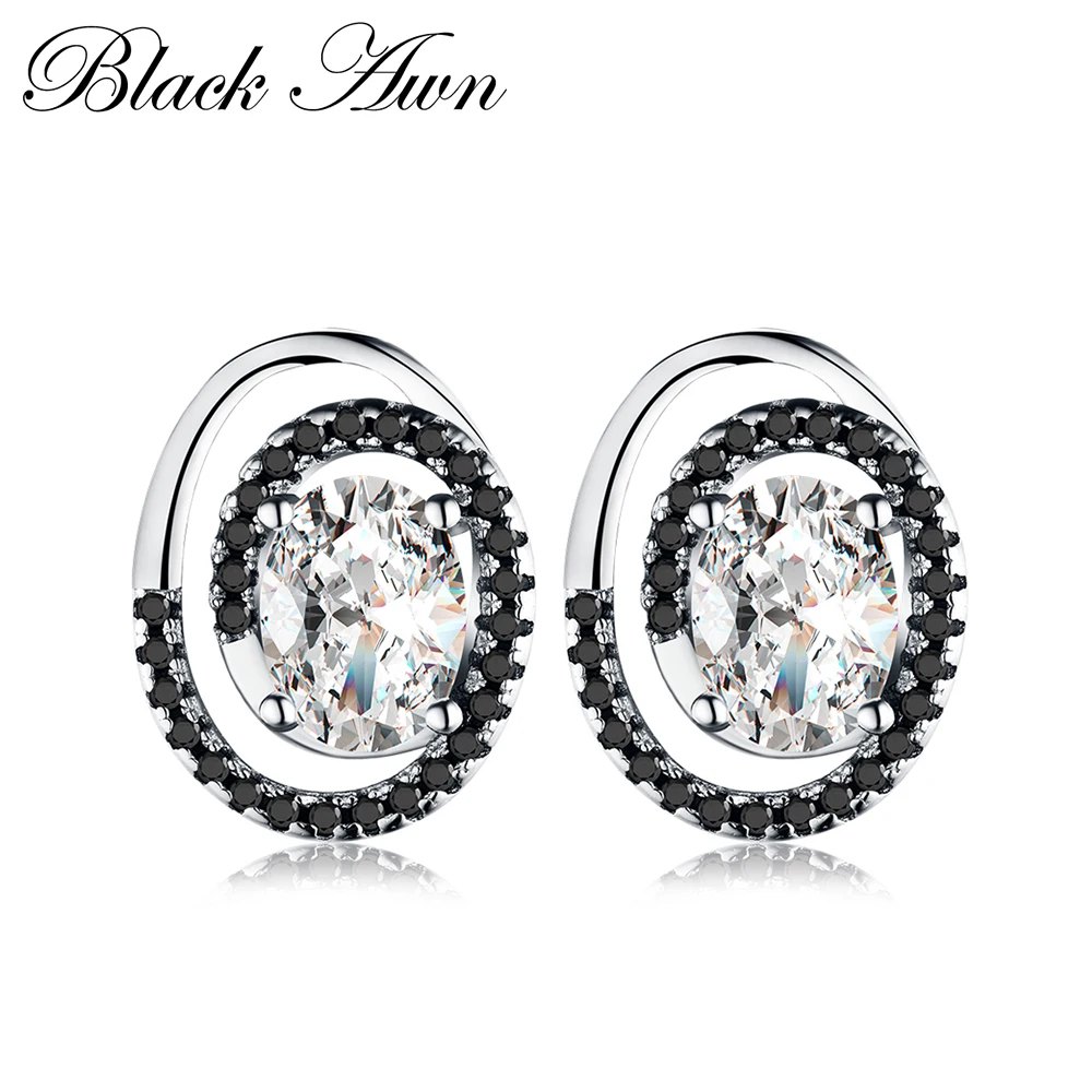 3.9g Classic Genuine 925 Sterling Silver Engagement Stud Earrings for