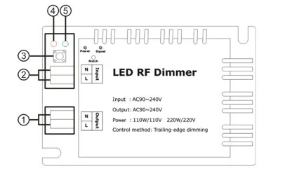 Высокая Напряжение AC90-240V беспроводной светодиодный Яркость РЧ-диммер 3 кнопок пульта дистанционного управления диммер для светодиодной