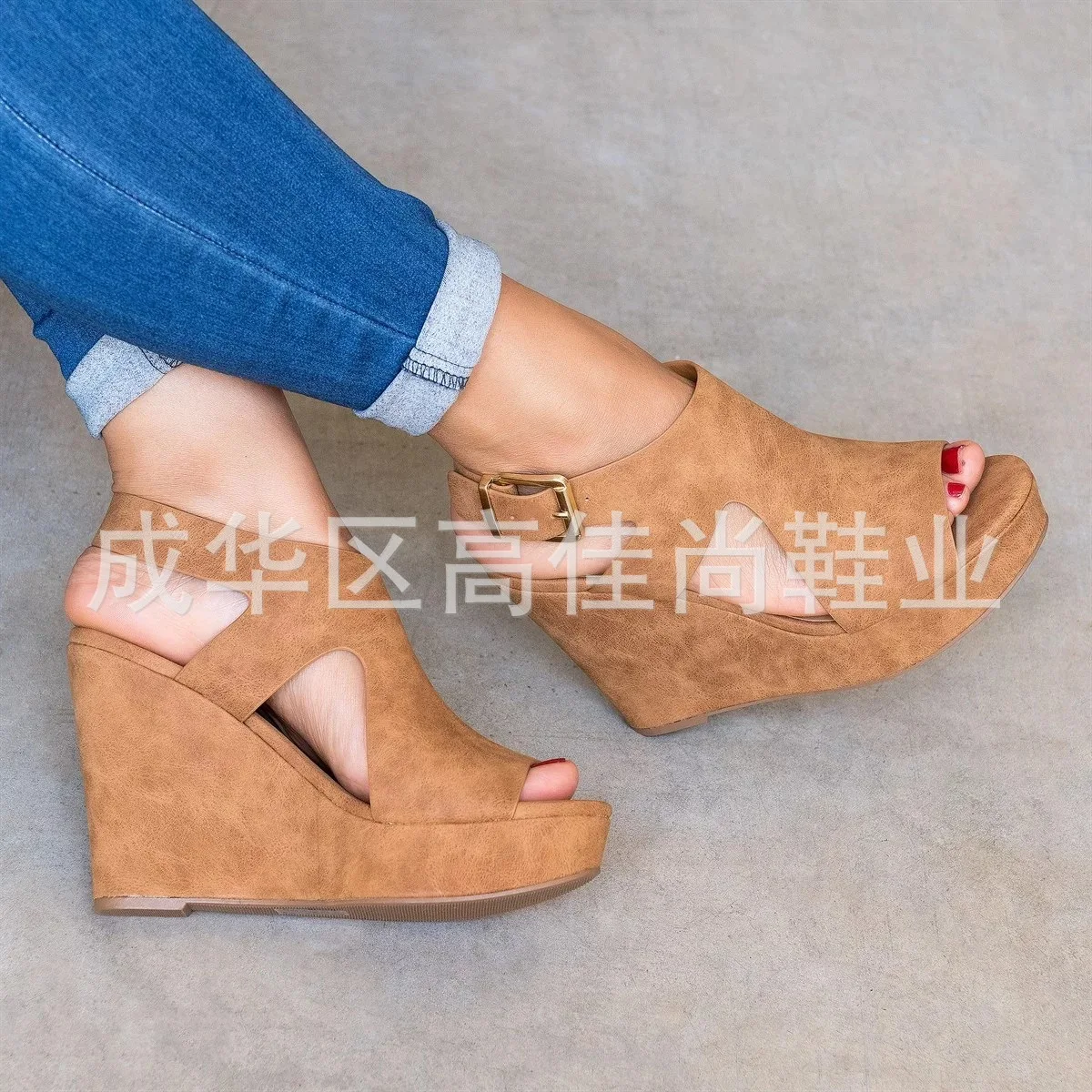 

Peep Toe Wedges Rome Gladiator Women Sandals Super High T-Strap Concise Boho Shoes Back Strap Buckle Strap Plus Size Sandals