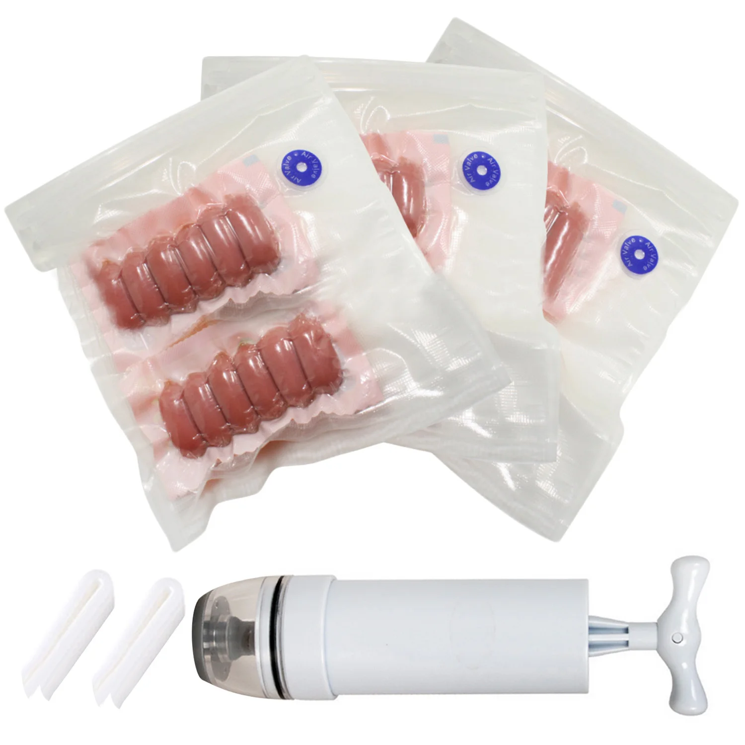 

15pcs Reusable Food Vacuum Sealed Sous Vide Bags Kit with Hand Pump Sealing Clips for Long-time Sous Vide Cooking Food Storage