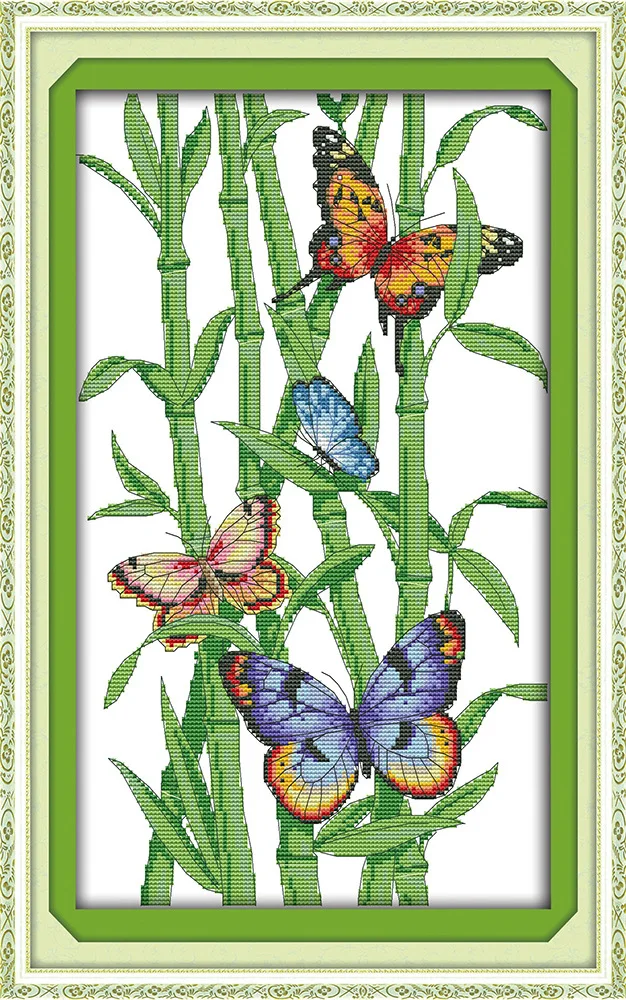 

New arrival Butterflies and bamboos Cross Stitch DIY 11CT 14CT Cross-Stitch Kit Handmade Embroidery for Needlework