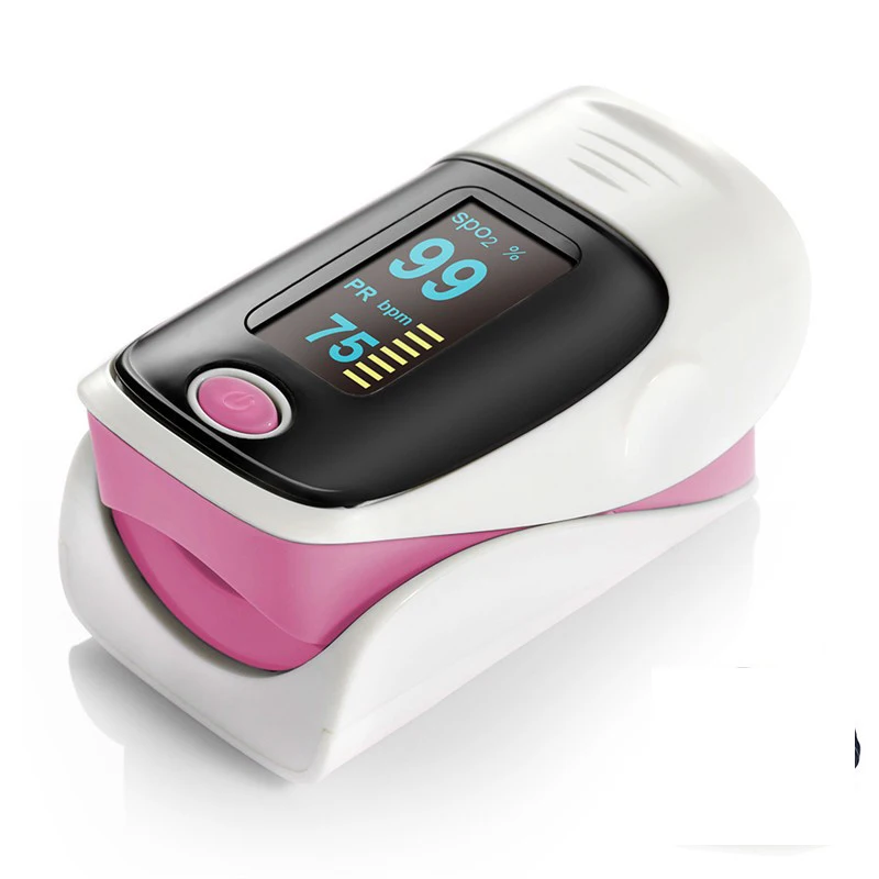 Медицинский Пульсоксиметр Кислород в крови из пальца измеритель насыщения SPO2 PR CE - Цвет: Розовый