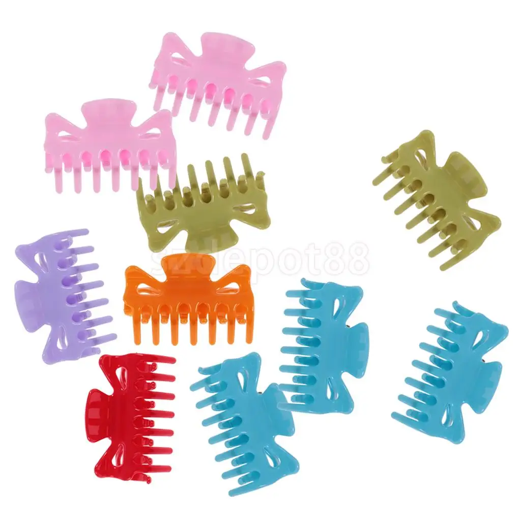 Set of 10 Plastic Hairdresser Hair Claw Clips Clamps Grips 6cm