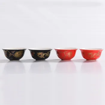 

22ML Ceramic Coffee Tea Cups Set Wedding Gifts for Guests Chinese Porcelain Tea Sets Red Black Vintage Teacup D051