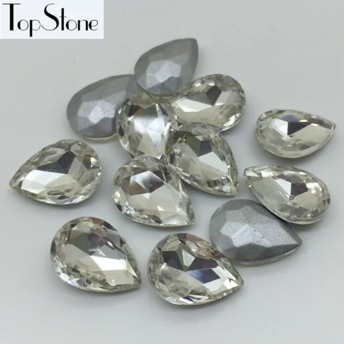 TopStone все размеры Цвета стеклянный кристалл в форме слезы роскошным камнем, остроконечные 7x10mm~ 20x30 мм в форме капель бусины для изготовления ювелирных изделий - Цвет: Crystal Clear