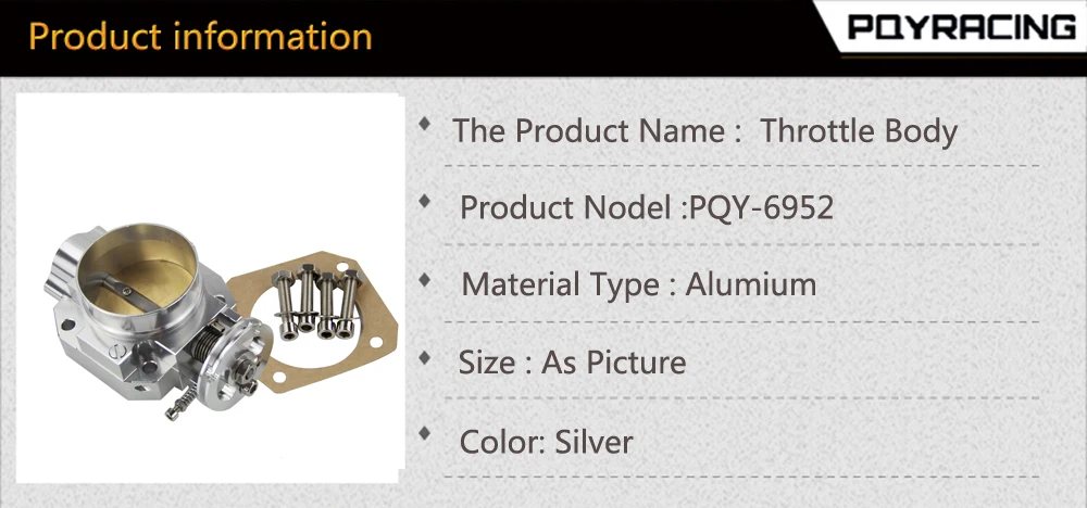PQY-Алюминиевый Серебряный впускной коллектор 70 мм дроссельной заслонки для Honda B16 B18 D16 F22 B20 D/B/H/F EG EK H22 PQY6952