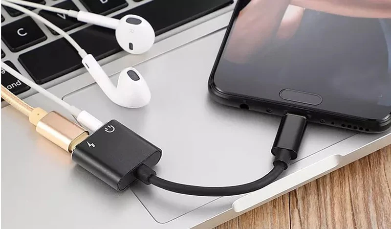 USB-C Мужской до 3,5 мм и USB-C женский 1 вход 2 выход аудио сплиттер Jack адаптер для iPhone наушников аудио зарядки конвертер