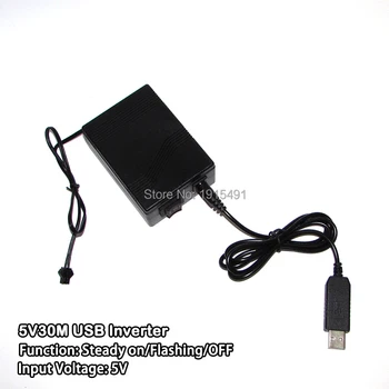 

NEW 5V 30M USB EL wire inverter powered by Mobile battery for driving EL wire/ EL Strip/ EL Panel For Holiday Lighting Decoratio
