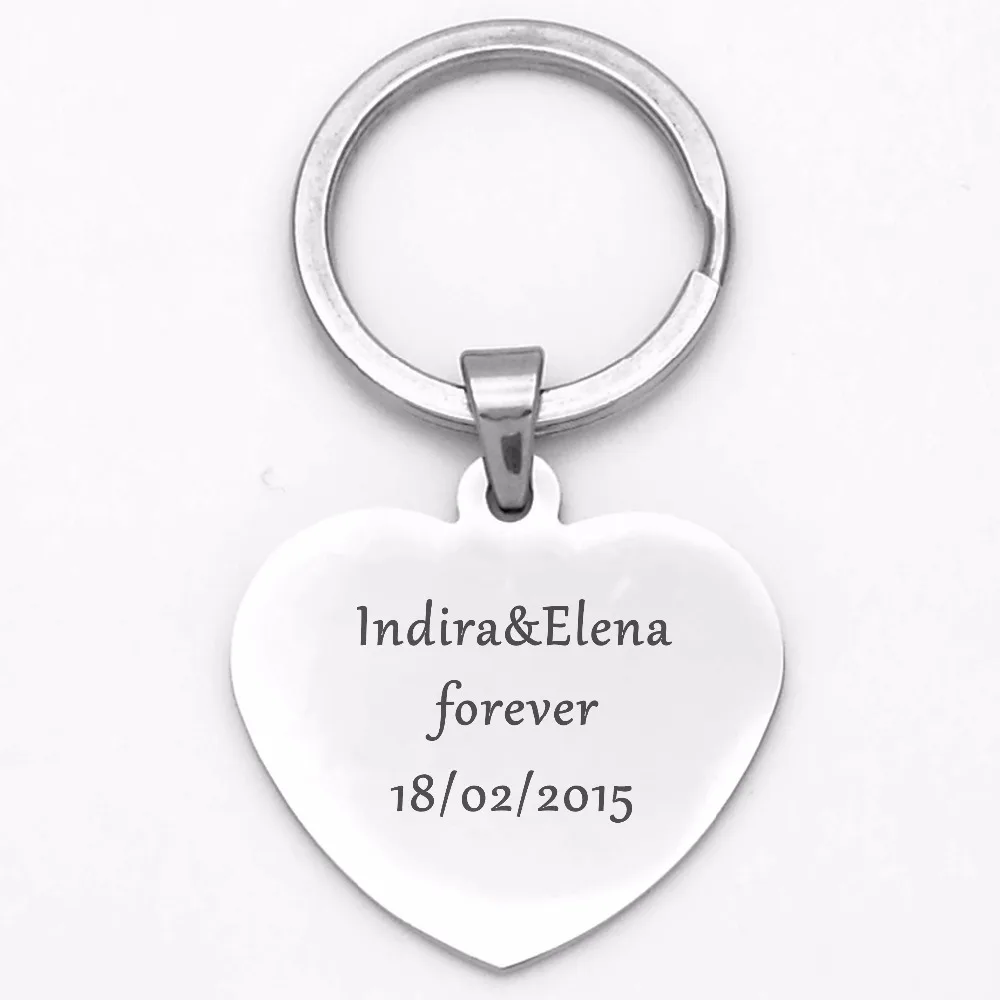 Engrave Name ID Tag Pendants & Keychain Love Heart shape Stainless Steel Heart Key chain Unique