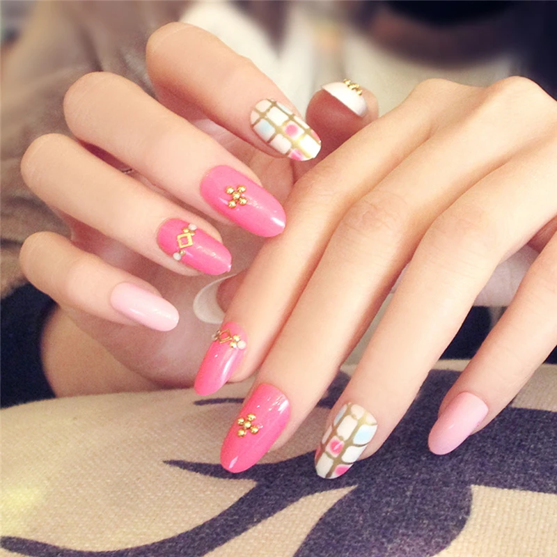 

24 Pcs Acrylic Fake Fingernails Full Cover Fake False Long Nail Art DIY