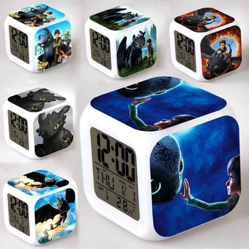 

Flashing Night Fury Dragon Touch Light Clock LED Color Changing Cartoon Alarm Figure Hiccup And Toothless Kids Bedside Watch Toy