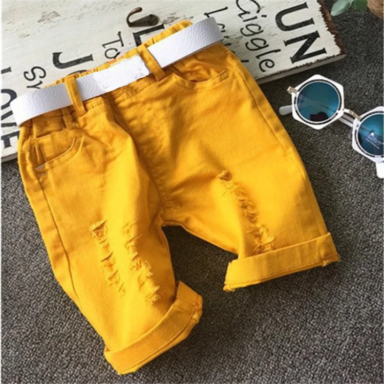 Летние повседневные шорты для мальчиков брендовые дизайнерские детские хлопковые шорты однотонные штаны для малышей Детская одежда Детские шорты для малышей - Цвет: yellow
