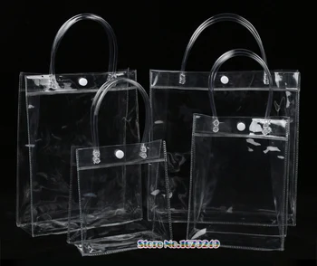 

wholesale 40x30x12cm Clear display clothing bags, Transparent gift plastic bags handle cosmetic bag pack