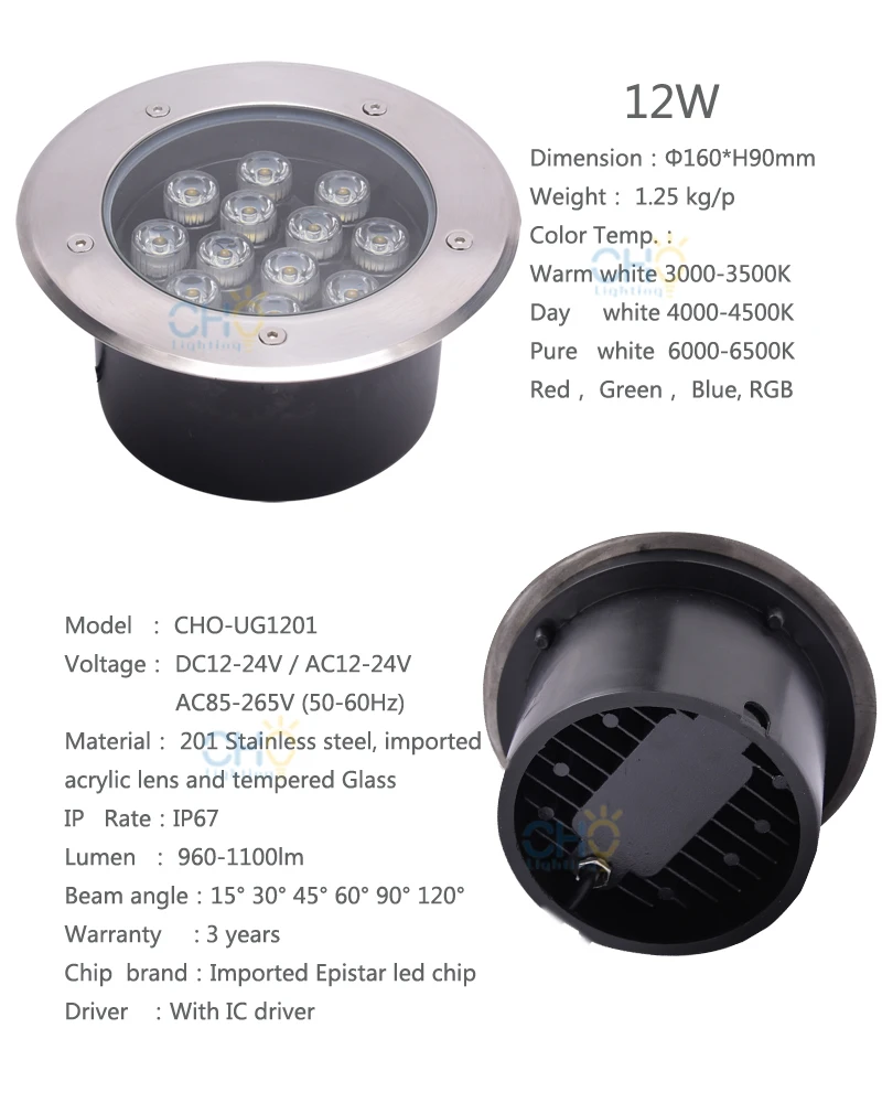 12w led undergrund light details