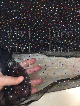 

xd001# 5yards/bag colorful stone embroidery luxury tulle mesh lace for wedding/evening dress