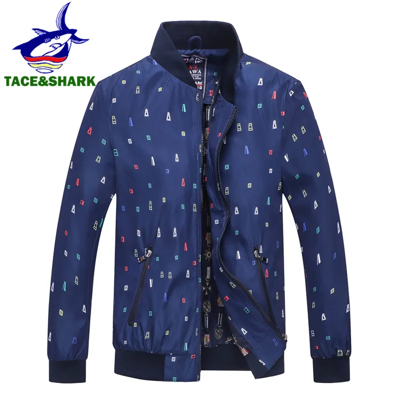 Куртка TACE & SHARK мужская с принтом модная повседневная деловая бомбер воротником