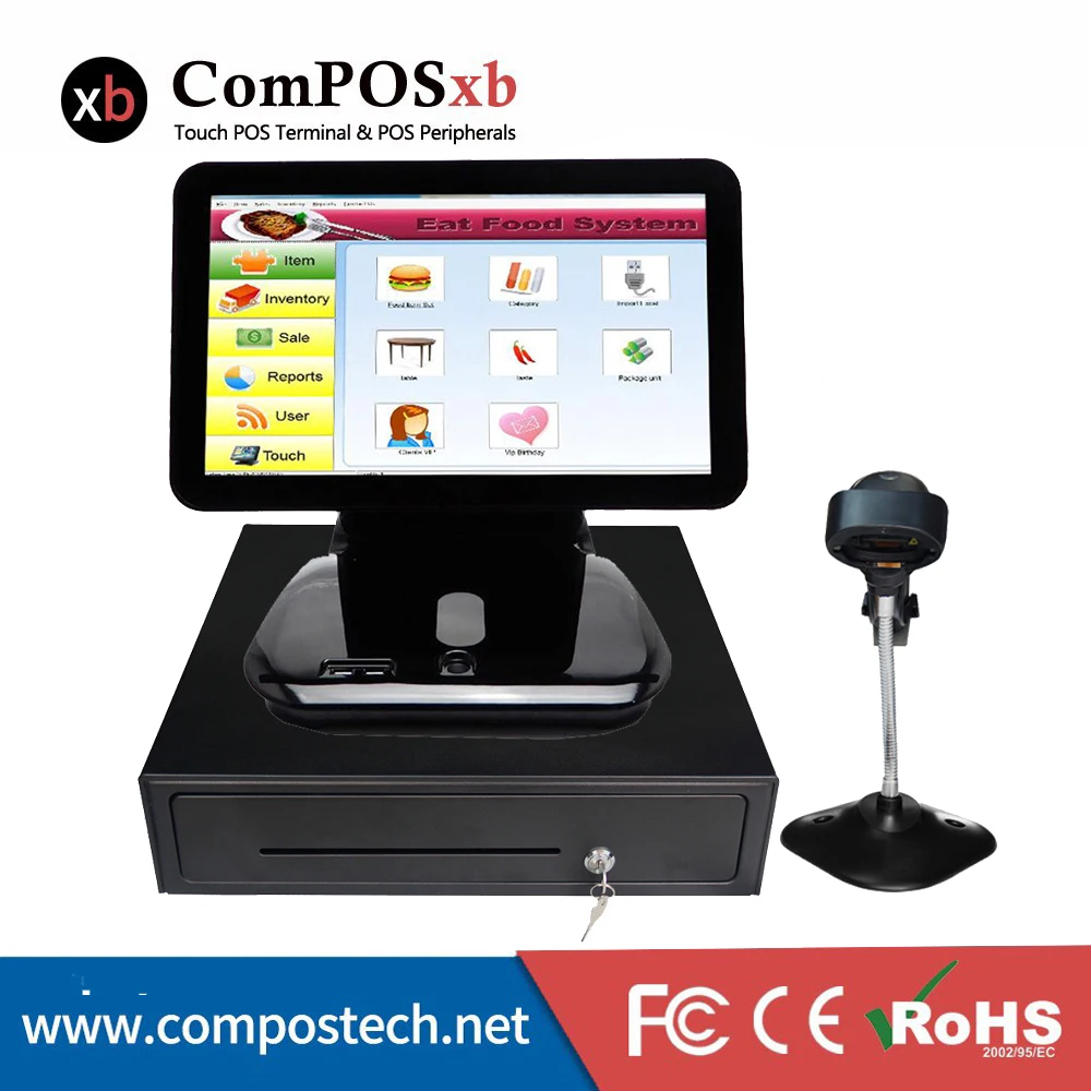 Elektronický pokladní registr 15,6 palcový vše-v-jednom kapacitní dotykový displej POS terminál / restaurační POS systém