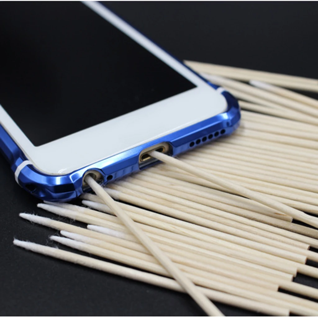 Natrual 100 Pcs Cotton Stick Clean Tool for AirPods jack iPhone Charge Port White Cotton Buds Tip Cleaning Tools