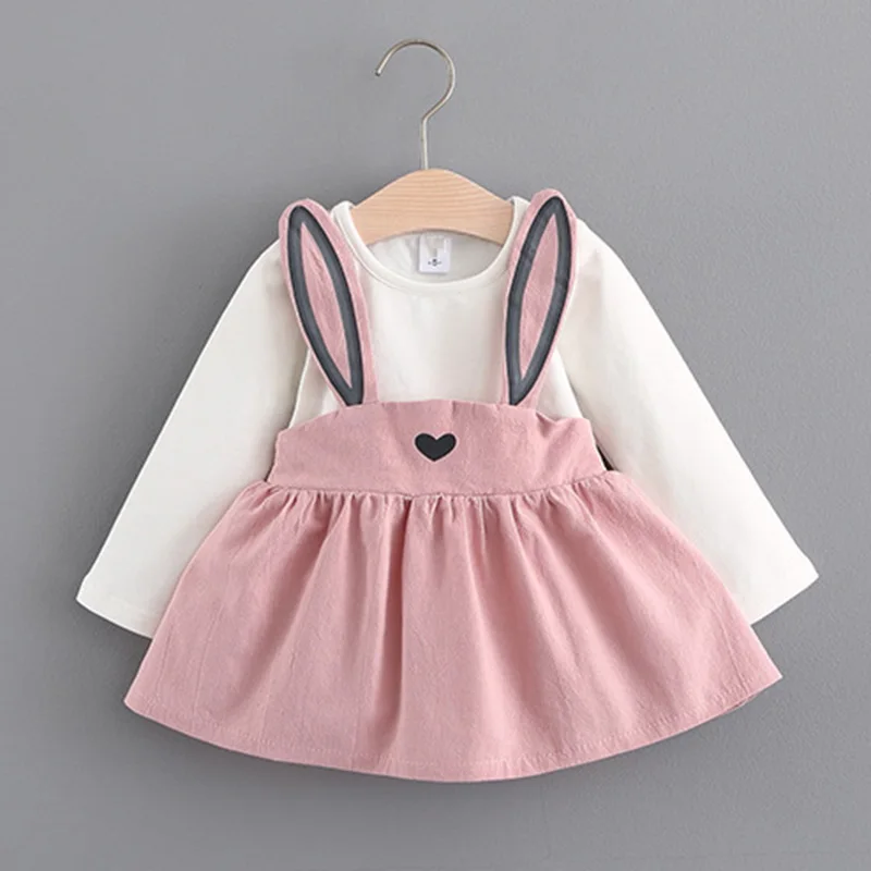 

Baby Girl Winter Autumn Dresses Girls Long Sleeve Dress Cute Rabbit Print Princess Vestidos