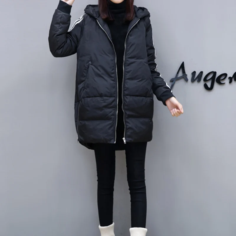 Woxingwo winter clothes  fat increase code female sister fat 100kg medium long coat cotton padded parkas