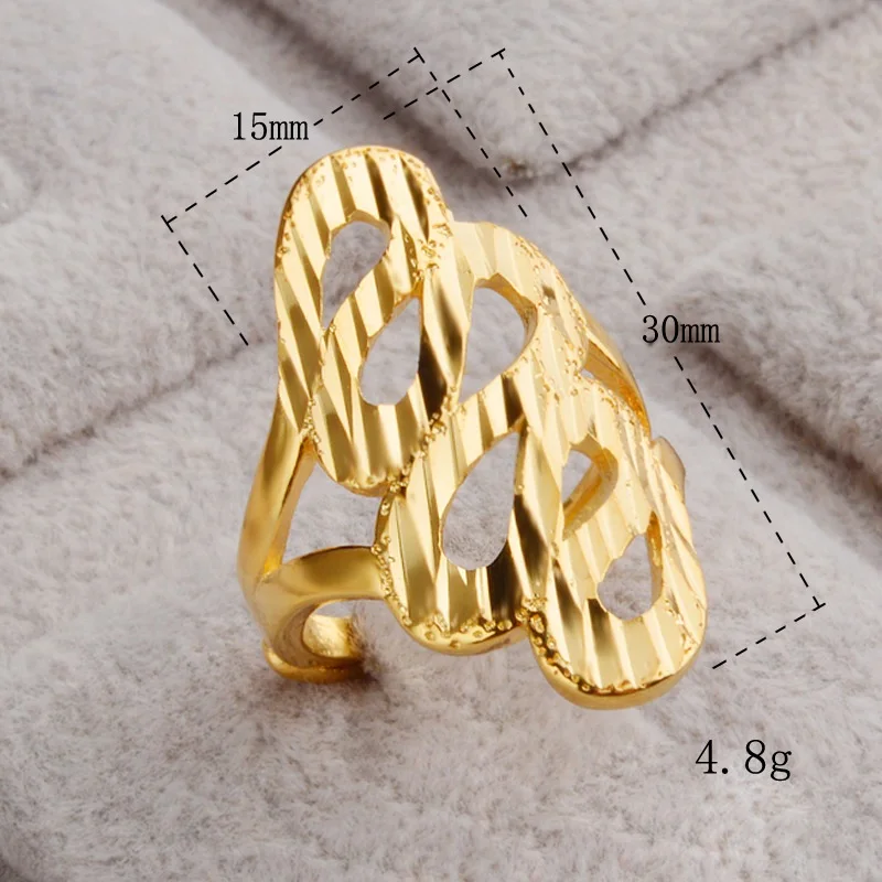 MEEKCAT дубайское Золотое кольцо с изменяемым размером для женщин/подростков Средний Восток/Дубай/Эфиопский/Африканский Свадебный подарок ювелирных изделий 072402 - Цвет основного камня: A