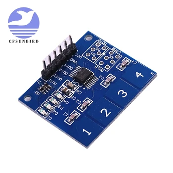

CFsunbird 50PCS/LOT TTP224 4-way 4Channel Capacitive Touch Switch Digital Touch Sensor Module