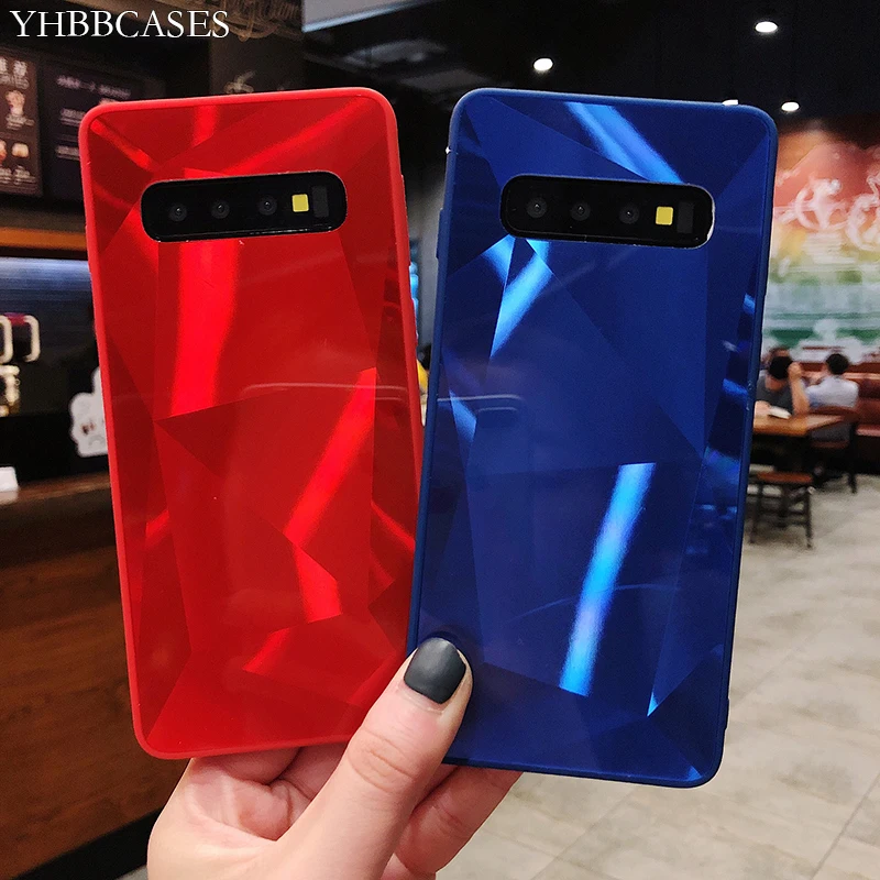 

YHBBCASES Candy Color Silicone Soft Cover For Samsung Note 8 9 3D Diamond Glitter Mirror Case For Samsung Galaxy S8 S9 S10 Plus