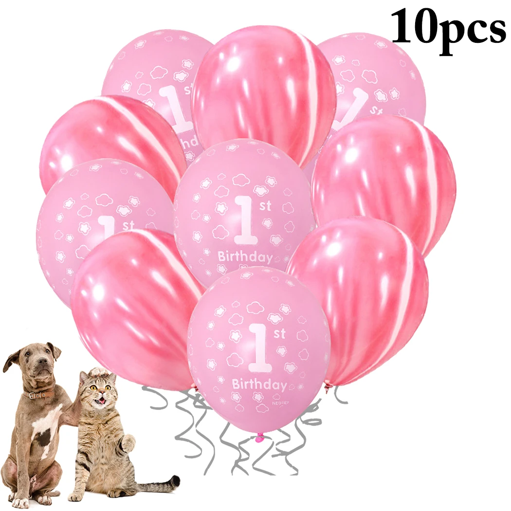

10pcs 12inch Birthday Balloons Latex Balloon Set Pet Dog Cat One Year Old Birthday Party Decoration Balloon Set Pet Supplies