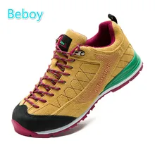 Beboy Zapatos Para Caminar de Cuero Genuino de Las Mujeres de Alta Calidad Zapatos de Trekking Impermeables Transpirables Resistentes Escalada Caza Deporte Zapatos