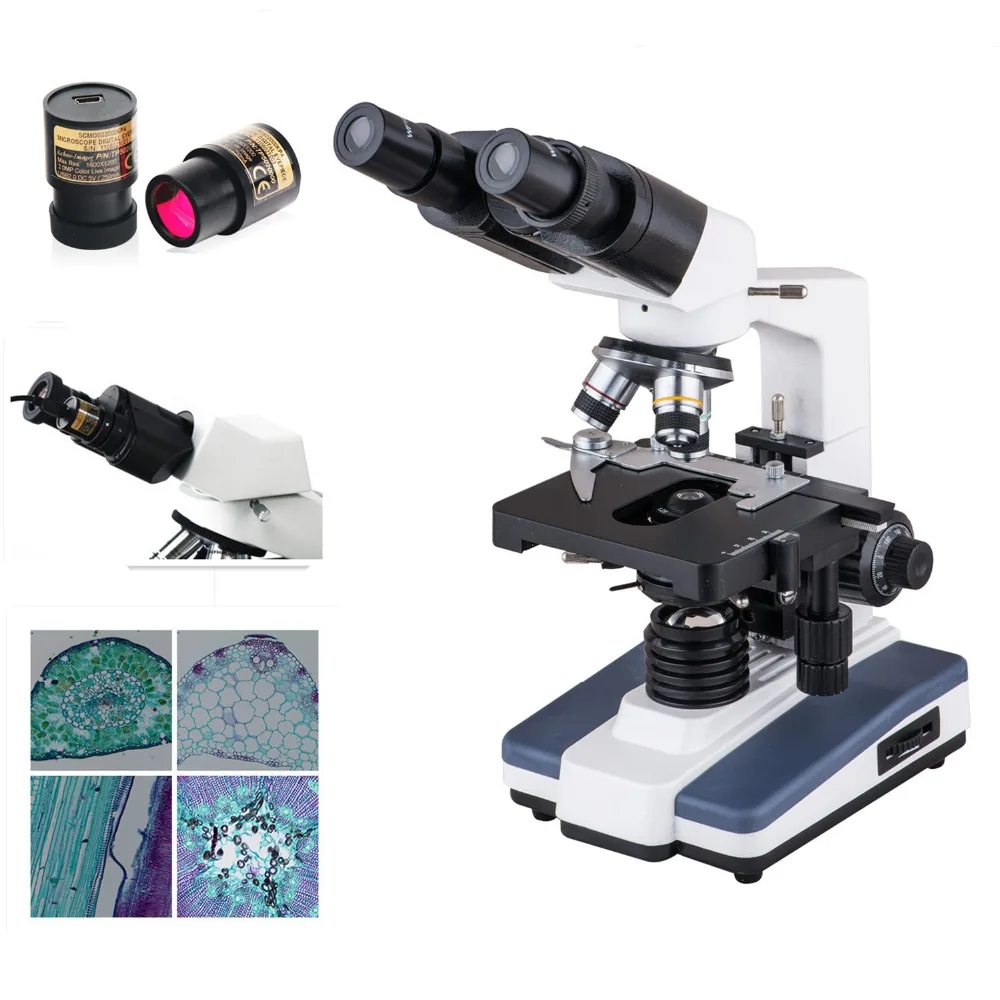 XP602 Binocular Biological Microscope 40X-1600X LED Light with 5mp Eyepiece Camera | Инструменты