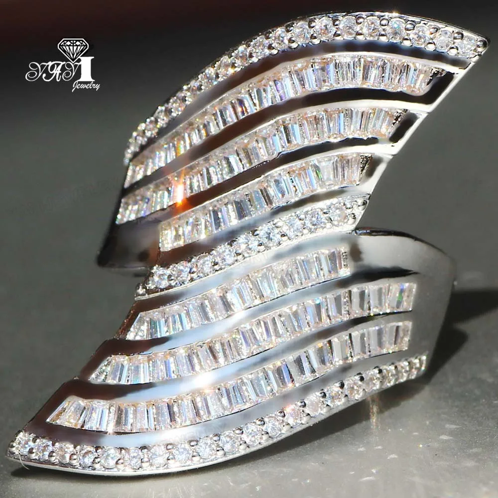 YaYI Jewelry Princess Cut 7.6 CT White Zircon Silver Color Engagement Rings wedding Heart Rings Girls Party Rings Gifts 869