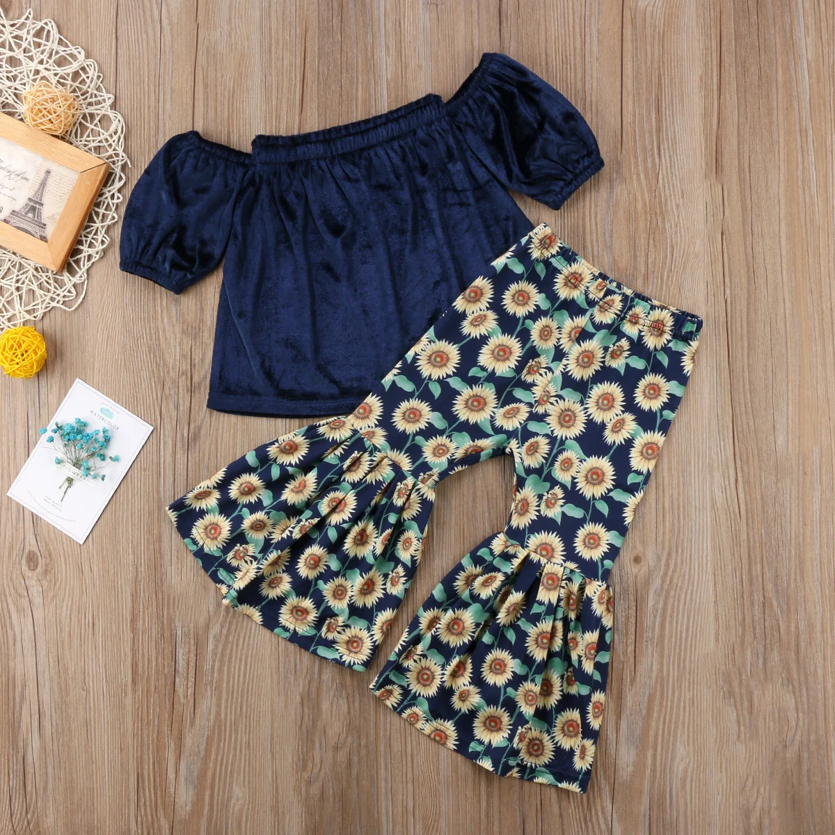 2 шт./комплект топ с открытыми плечами и широкие брюки|brand toddler|toddler fashionchild kids |