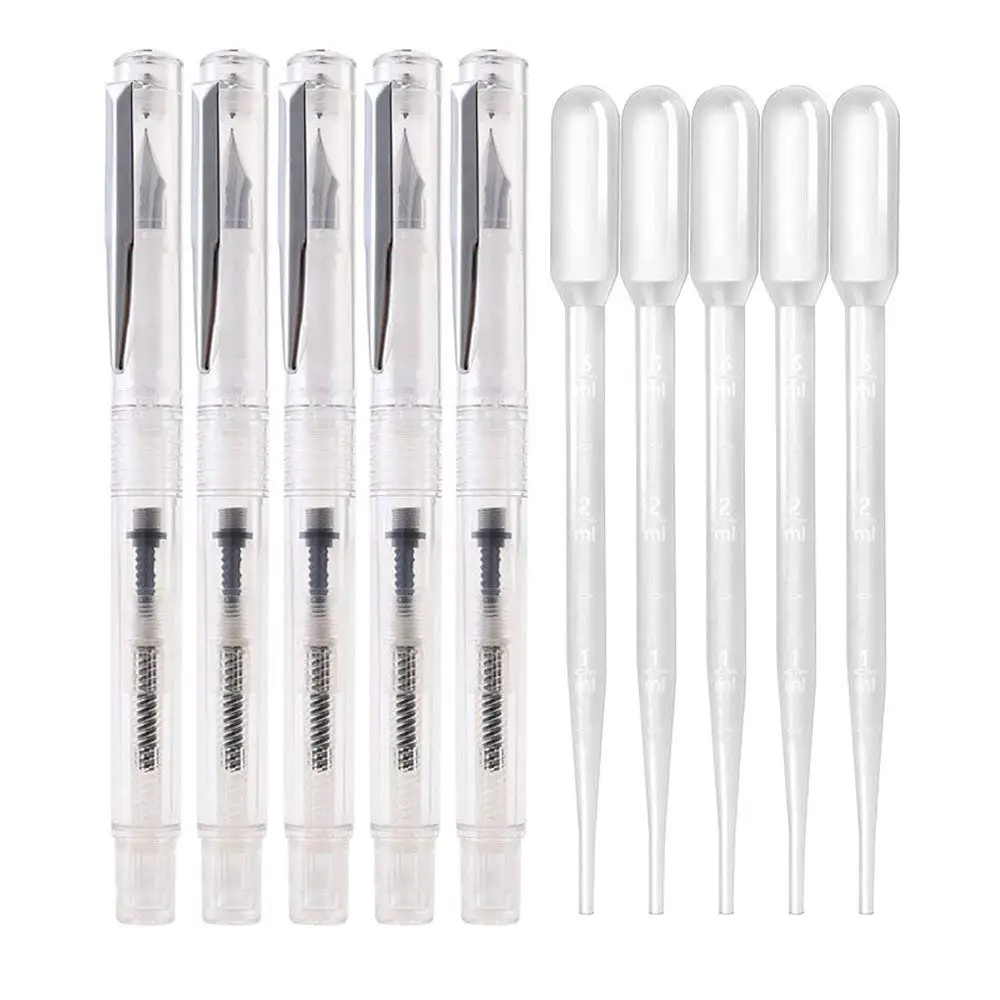 

MYLIFEUNIT 0.5 MM Transparent Fountain Pen Fine Nib Fountain Pens with Filling Droppers Office Supplies