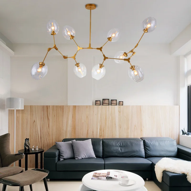 Nordic lighting restaurant chandelier post modern bedroom molecular magic bean light simple creative study room lamp gold black | Освещение