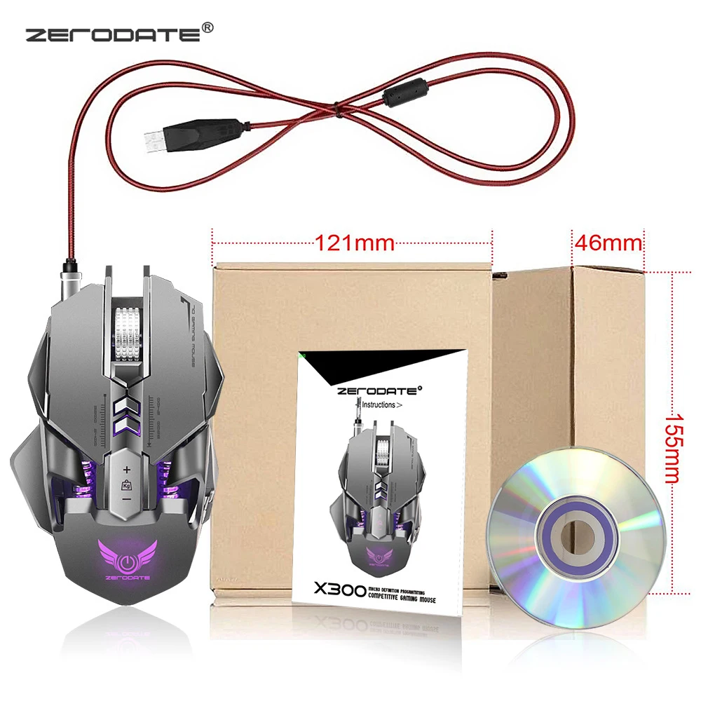 Проводная игровая мышь ZERODATE X300GY с 7 кнопками USB Механическая компьютерная мыши