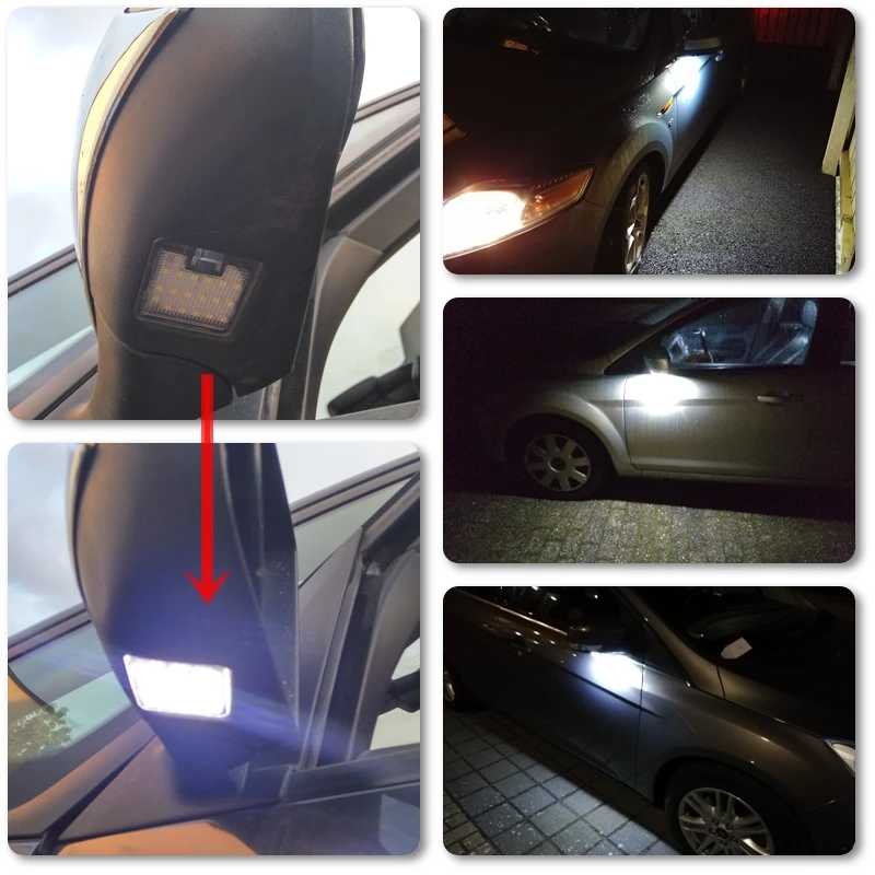 Подходит для Ford Escape C-Max Kuga Mondeo IV CANbus белое Авто светодиодное боковое зеркало под лужу свет лампы