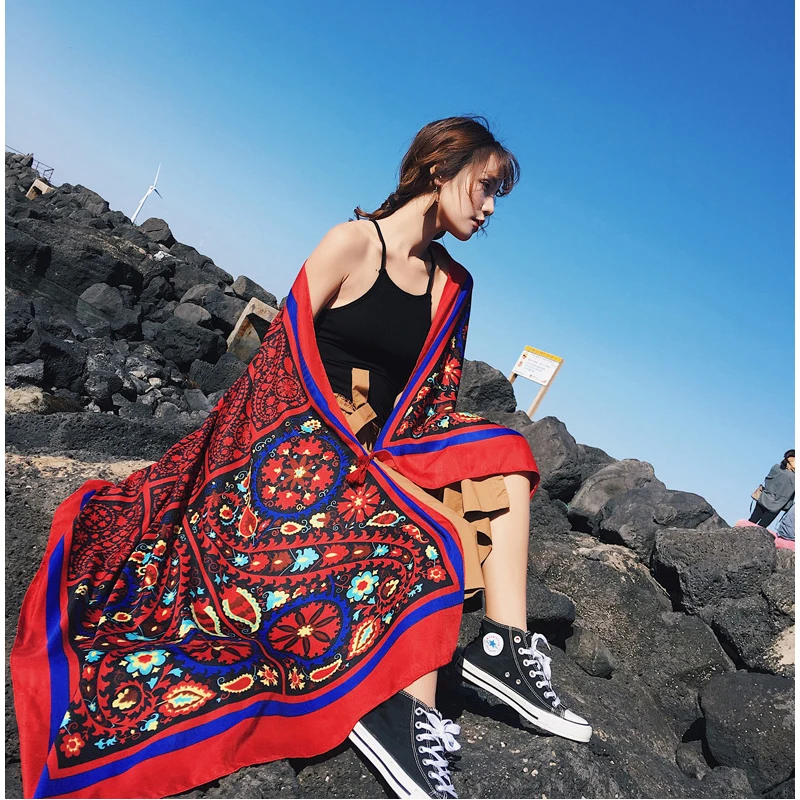

180cm Women scarf Fashionable soft breathable Fame style printed oversized scarf Shawls bohemian scarf luxury brand bandana